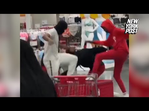 Moment wild brawl breaks out at California Target store