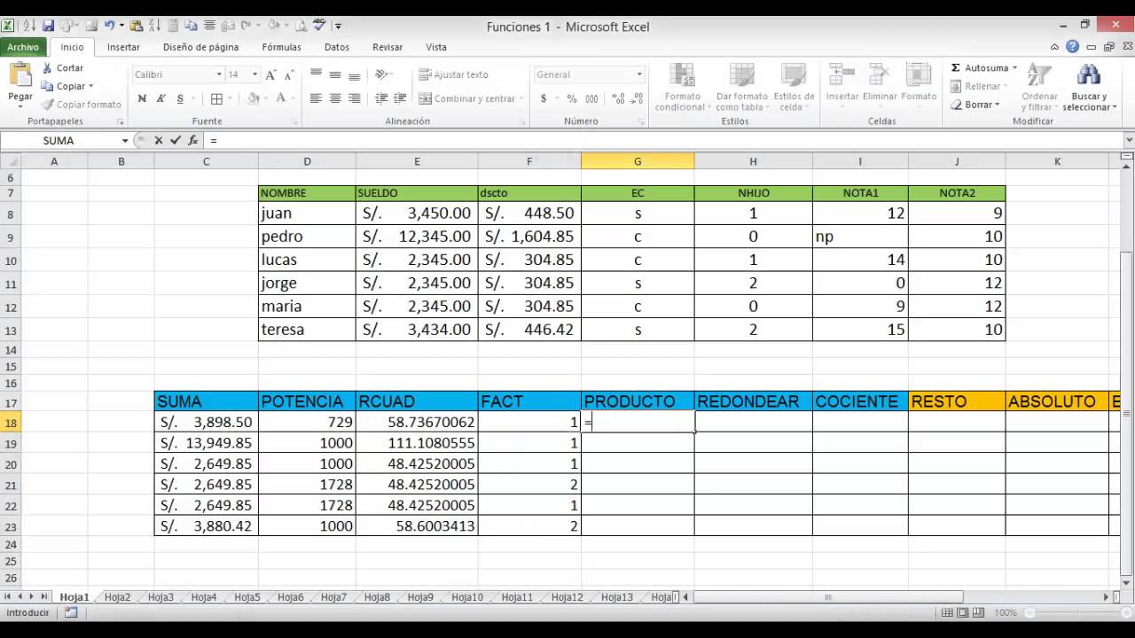 Excel 2010 Funciones matemáticas I - YouTube