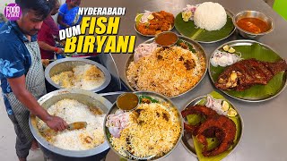 Hyderabadi Fish Dum Biryani At Telangana Fish Canteen Making | Street Food India