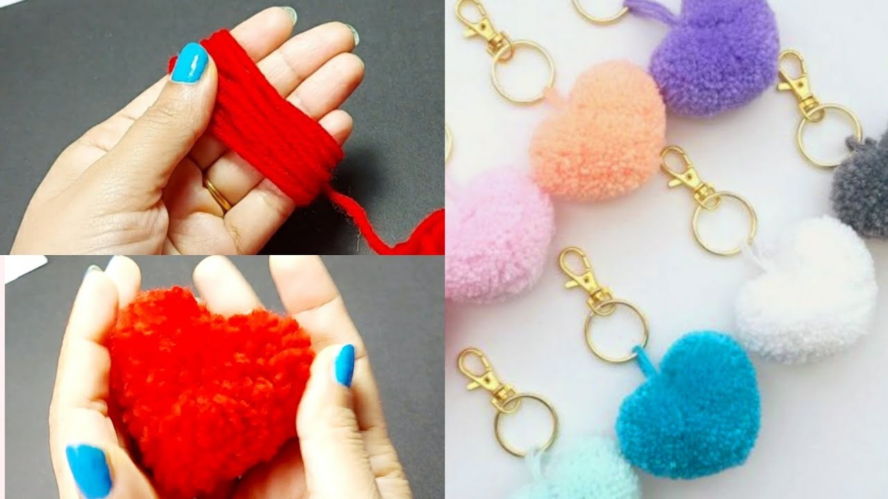 15-Pack Heart-Shaped Felt Wool Pom Poms – 40mm DIY Craft Pompoms For Dream Catchers, Baby Mobiles, Home Decor (Red) - View #4