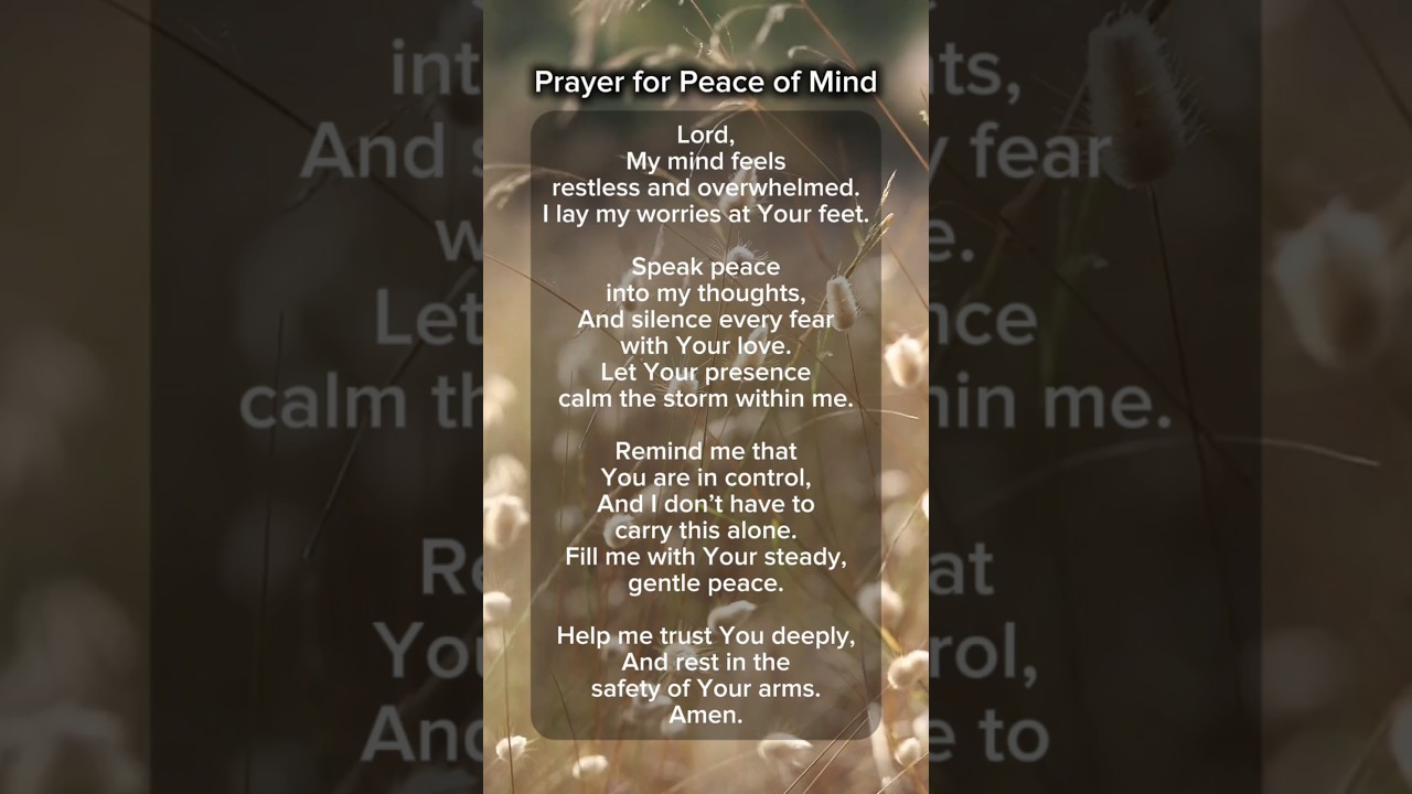 Prayer for Peace of Mind #prayer #peaceofmind #peacefulmind #prayerrequest #prayers #dailyprayer