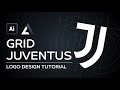 How to design modern j letter logo using grid  adobe illustrator tutorial juventus