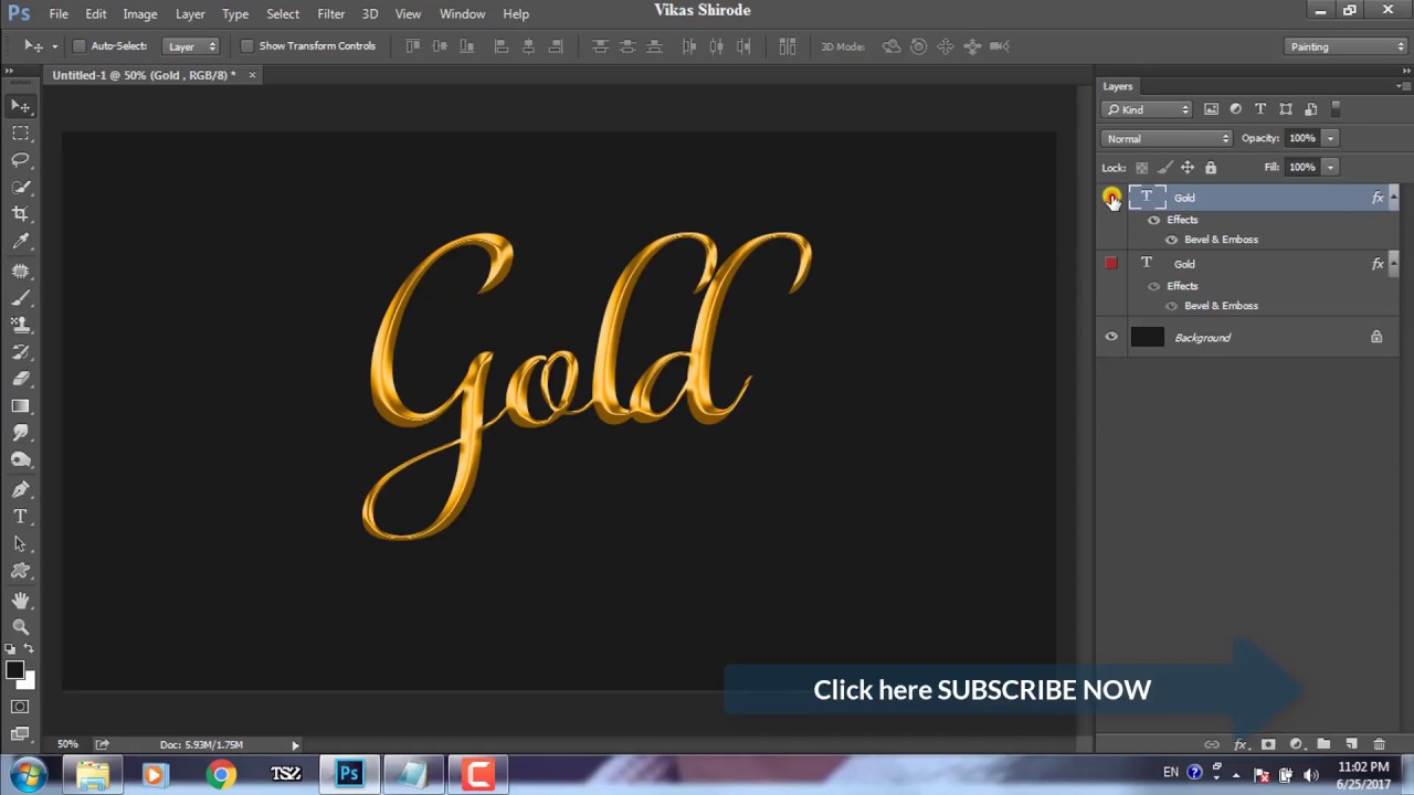 How to make gold text effects in photoshop 2017 by Vikas shirode - YouTube