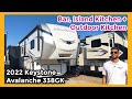 Island Kitchen, Bar, AND Outdoor Kitchen Fifth Wheel! 2022 Keystone Avalanche 338GK