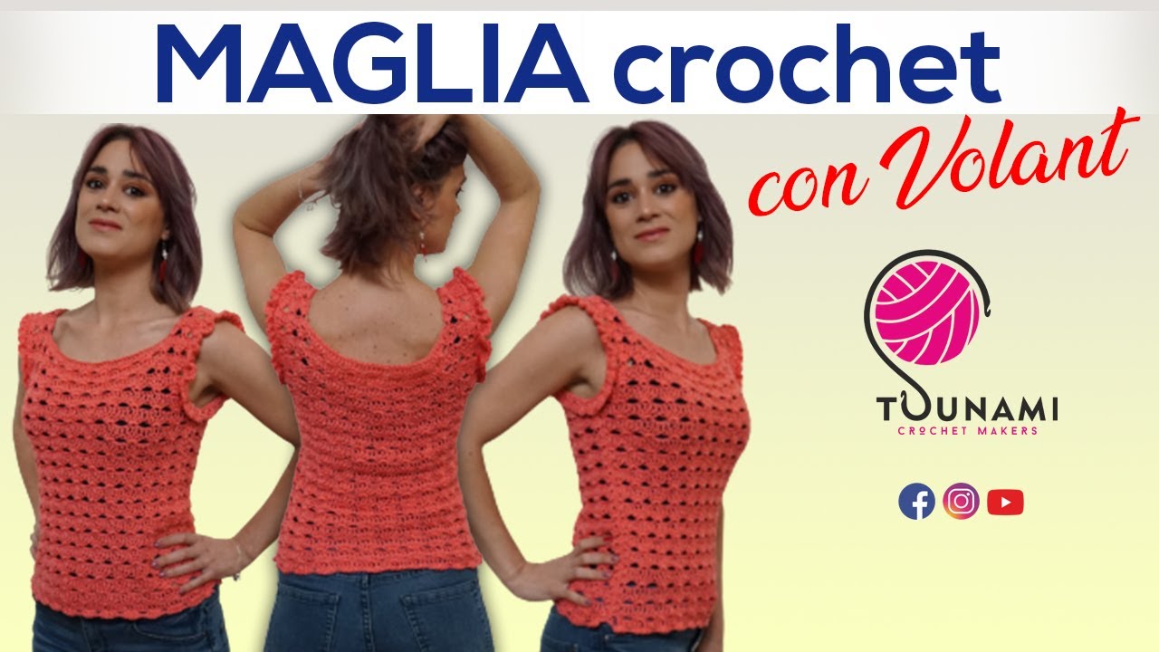 TUTORIAL FACILE MAGLIA UNCINETTO CON VOLANT || CROCHET SWEATER