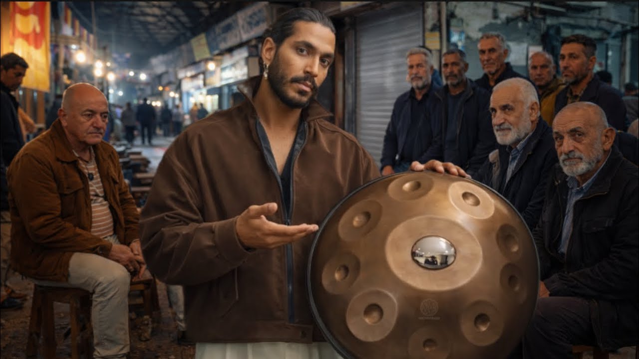 Street Handpan Performance in a Crowded Market - YouTube