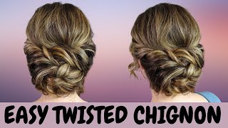 EASY twisted chignon hairstyle - quick hair tutorial