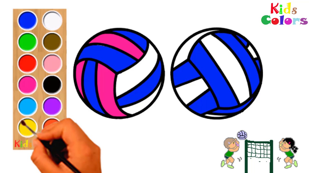 Learn to draw and colors a volleyball - Kids colors