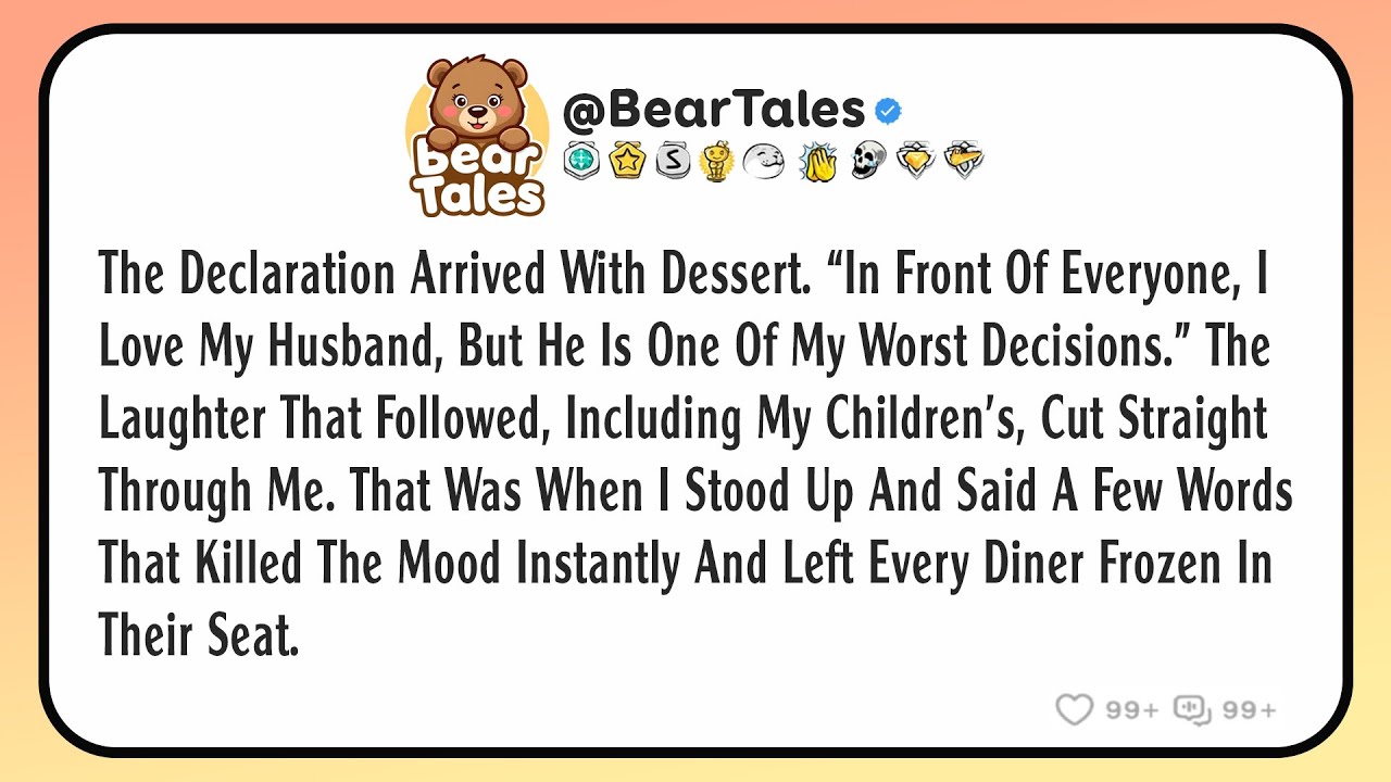 The declaration arrived with dessert. “In front of everyone, I love my husband, but he is one of...