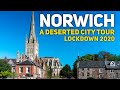 Norwich in lockdown, UK - A 4K daytime tour of a deserted city 2020
