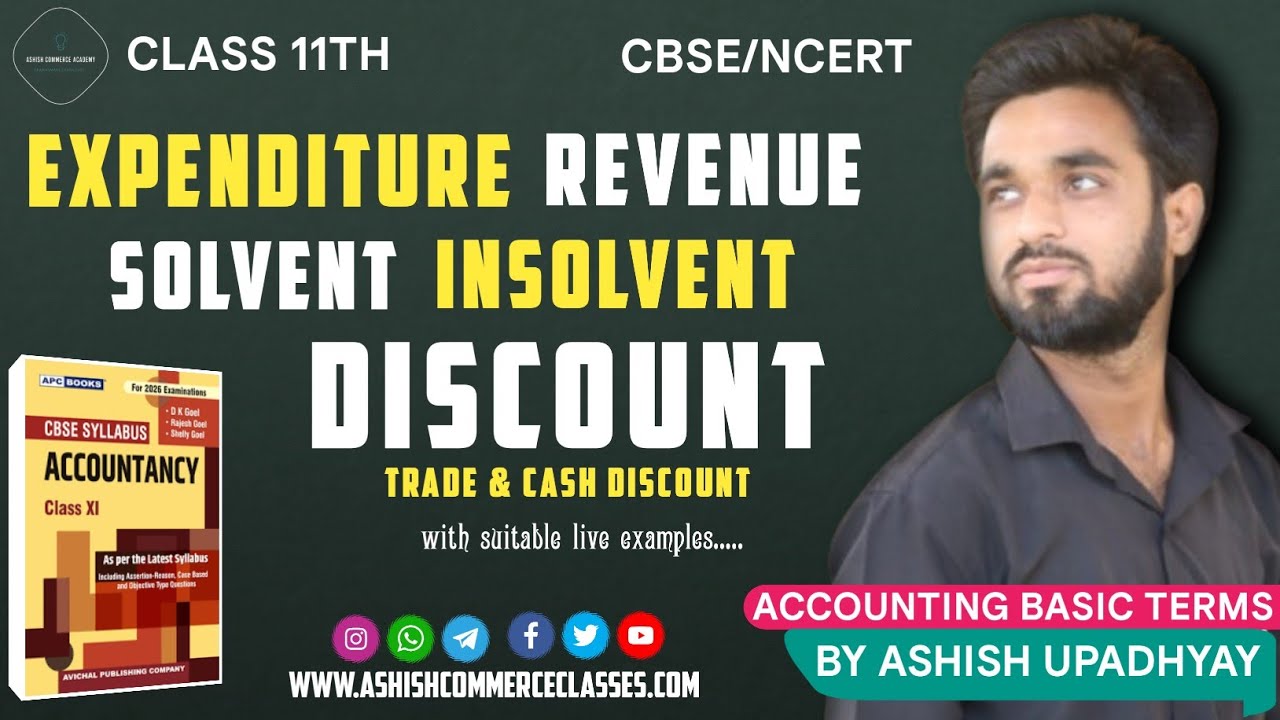Expenditure, Revenue, Discount, Solvent & Insolvent । Accounting Basic । Ashish Commerce Academy । 