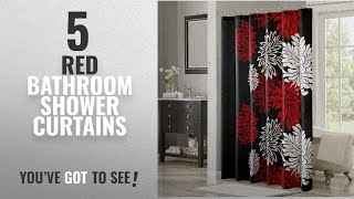 Top 10 Red Bathroom Shower Curtains [2018]: Comfort Spaces – Enya Shower Curtain – Black,Red –