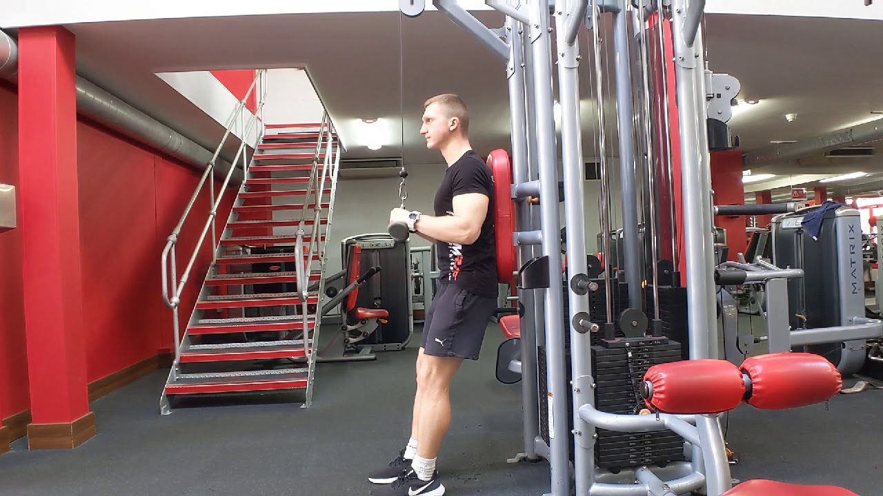 Cable V Bar Standing Triceps Extension Team RA Fitness YouTube