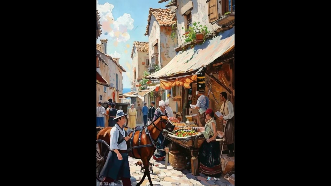 The hustle and bustle of a medieval market