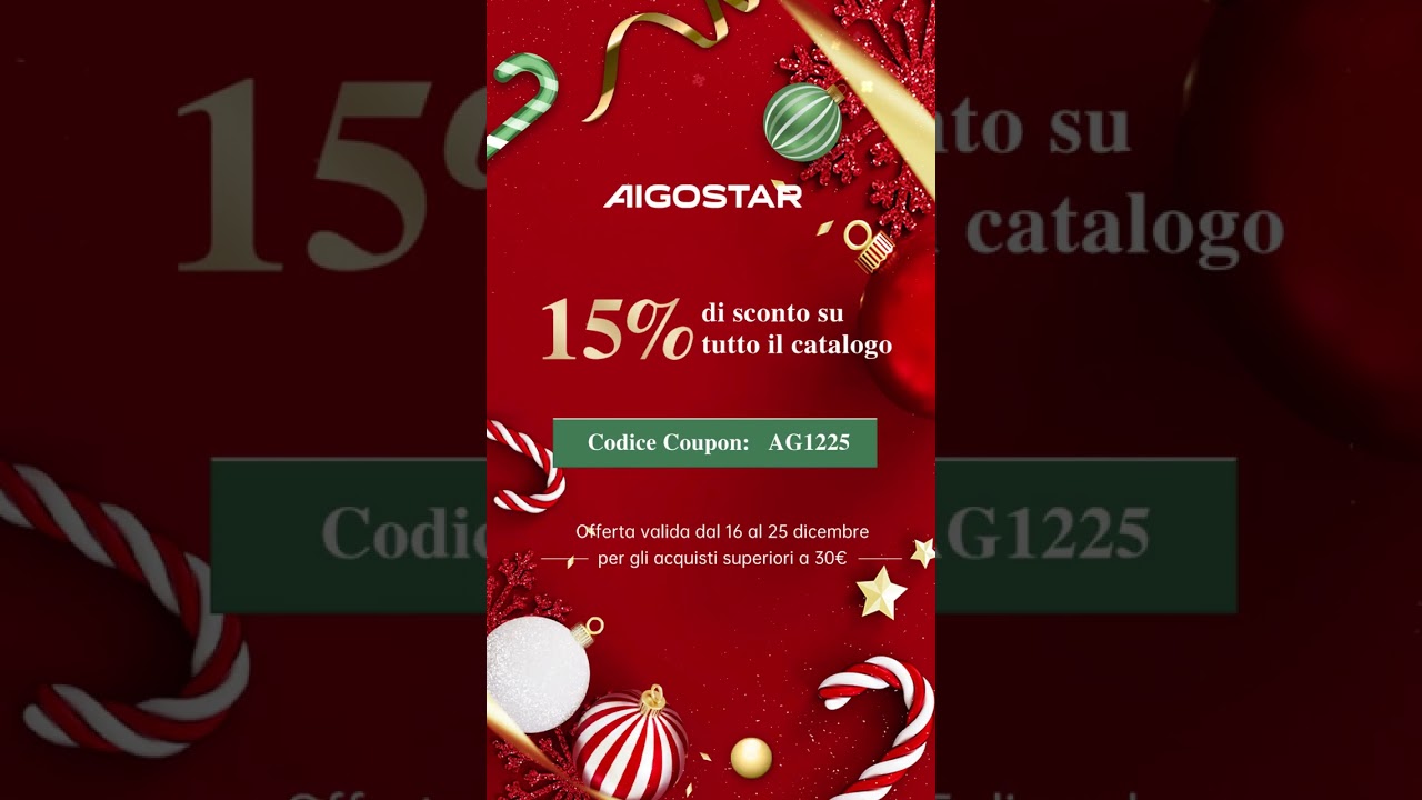 Promozione natalizia--15% di sconto su tutto il catalogo--Codice Coupon: AG1225