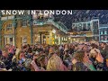 Snow in London Covent Garden | London Christmas Lights Walk 2023 | London Night Walk [4K HDR]