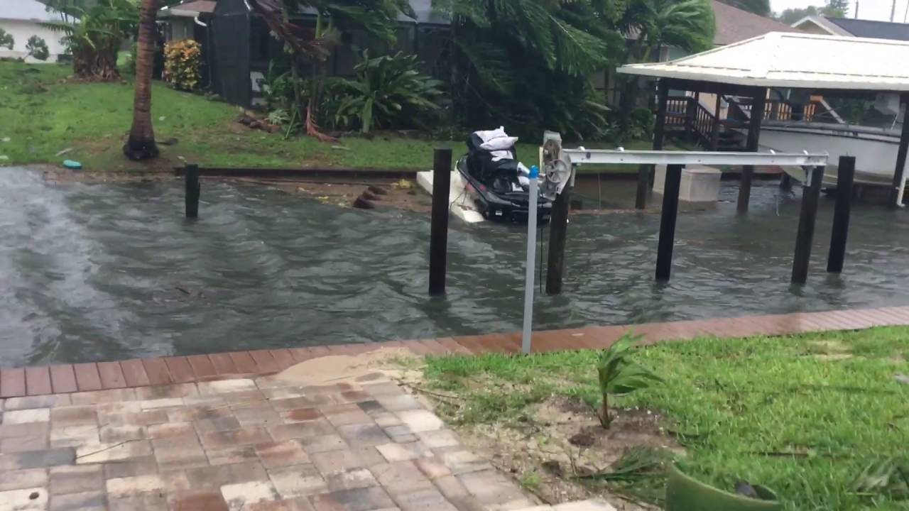 Canal on Brookside Dr., Indialantic, FL during hurricane Matthew