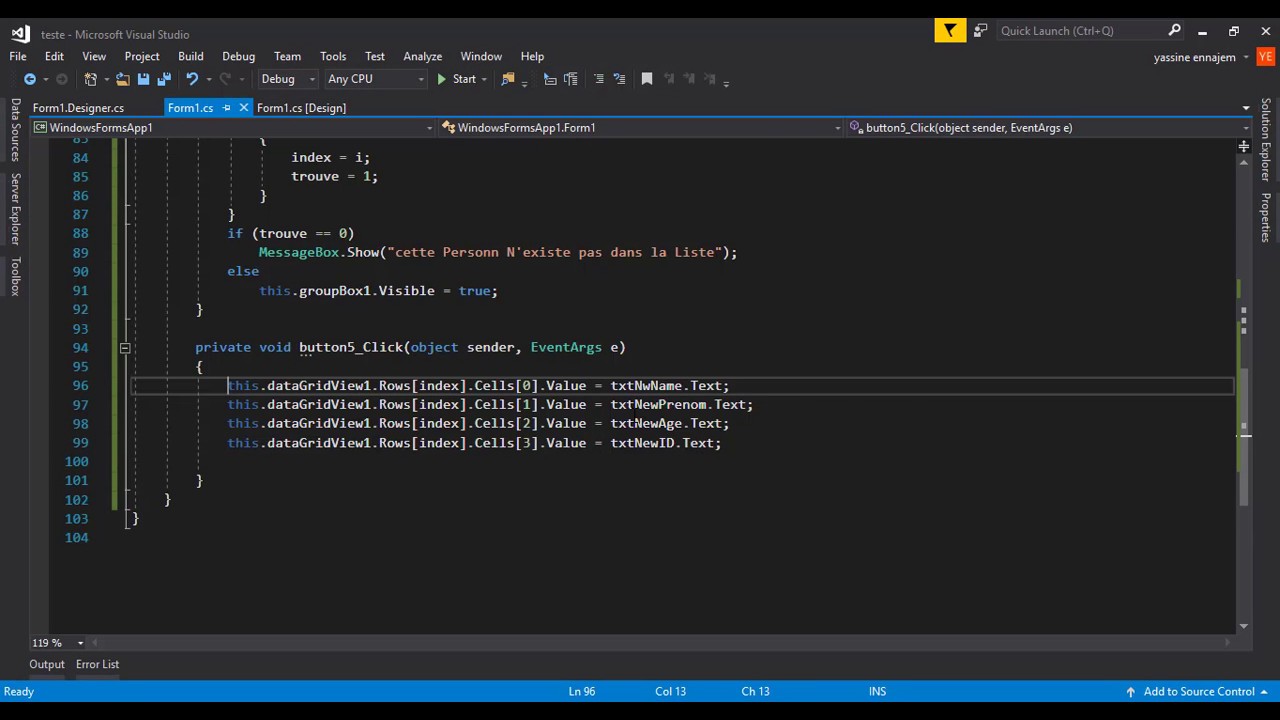 4 - Bouton Modifier (DataGridView c#) / Update button (Csharp) - DARIJA ...