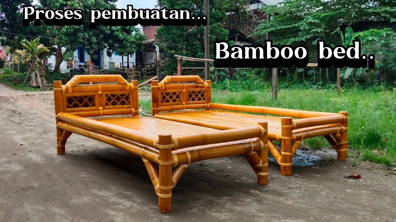 Membuat tempat tidur dari bambu//two in one...