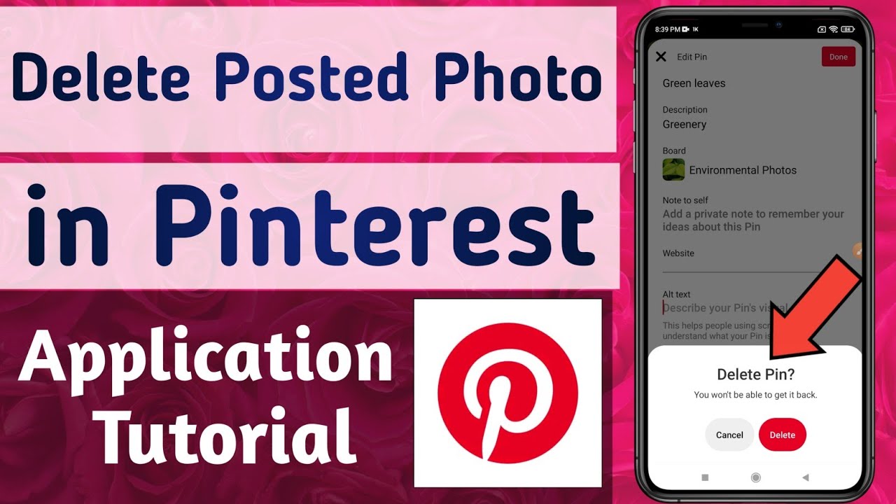 How to Delete Posted Photo (pin) in pinterest App