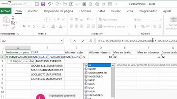 Función para sacar la fecha de nacimiento de una CURP (Excel en español)