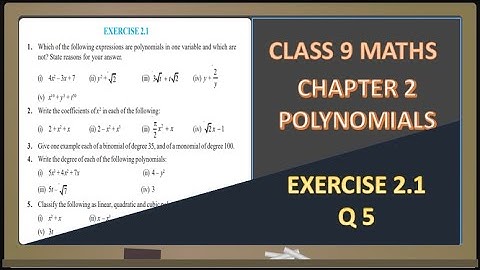 CLASS 9 MATHS I CHAPTER 2 POLYNOMIALS I EXERCISE - 2.1 I Q 5 #class9maths
