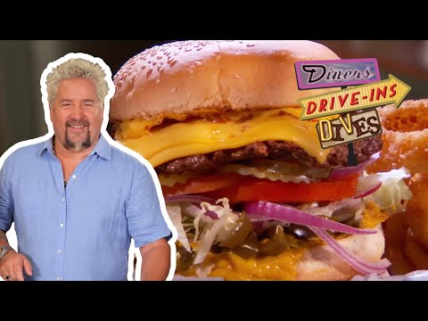 guy-fieri-feels-the-heat-in-this-spicy-three-pepper-firehouse-burger-(from-#ddd)-|-food-network