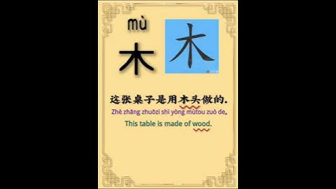 Chinese character video card.木, Learn Chinese.
