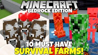 10 MUST HAVE Farms For Survival Minecraft! Bedrock Edition