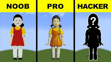 Pixel Art : NOOB vs PRO vs HACKER : 3D Squid Game Doll in Minecraft