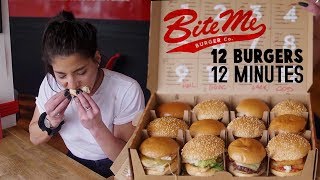 Girl eats 12 BURGERS in 2 MINUTES!? | London burger challenge | Bitmeburgerco