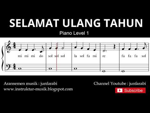 Not Balok Selamat Ulang Tahun - Tutorial Piano Grade 1 - Notasi Lagu Anak Indonesia