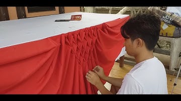 Table Skirting, Diamond Design with Scallop and Basic Pleats