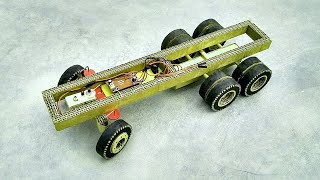 How to make rc truck chassis with very simple steering from cardboard | a khan project