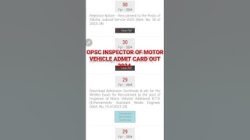OPSC INSPECTOR OF MOTOR VEHICLE ADMIT CARD DOWNLOAD #opsc #opscexam #MOTOR_VEHICLE #opsc_exam_2024
