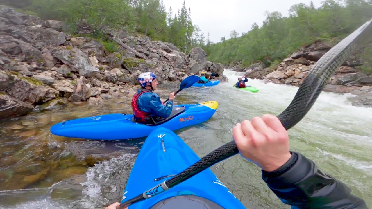 Whitewater kayaking Storelva in Northern Norway.