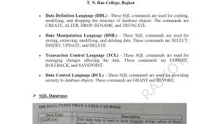 BCA Sem - 3 RDBMS using ORACLE - SQL Commands