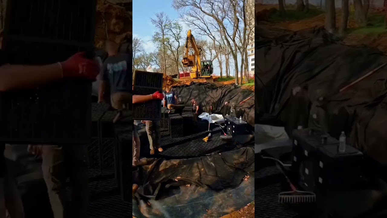 A 100’ stream and a disappearing water garden! #landscape #construction