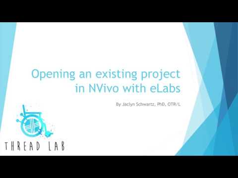 Opening an existing an NVivo project with elabs