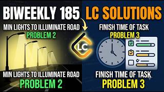 [Biweekly Contest 185] Minimum Lights to Illuminate Road | Finish Time of Task | Solutions