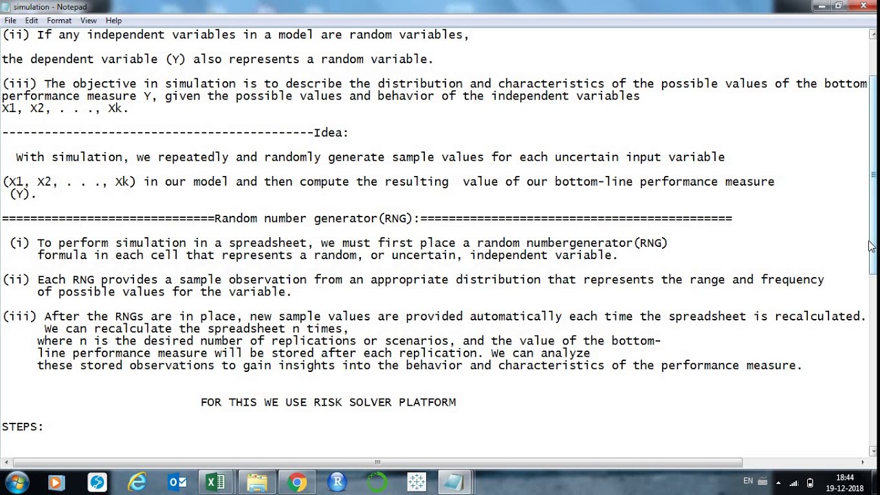 simulation In excel using risk solver