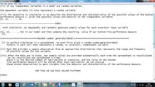 simulation In excel using risk solver