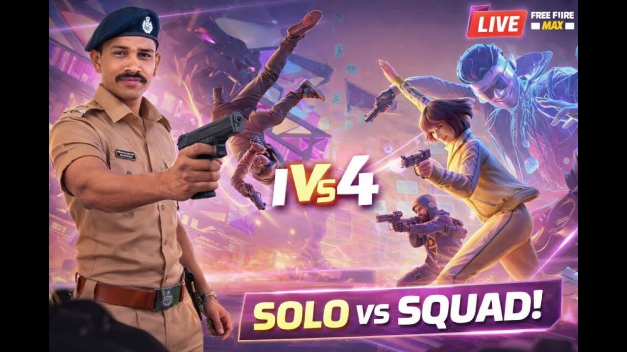 FREE FIRE MAX LIVE 🔴 | SOLO vs SQUAD 😱 | 1 vs 4 CLUTCH GAMEPLAY - YouTube