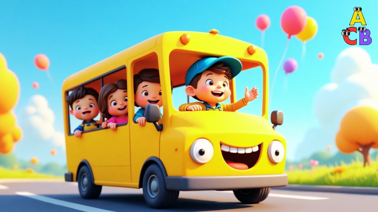 Wheels on the Bus Go Round and Round Song l Nursery Rhyme for Babies ...