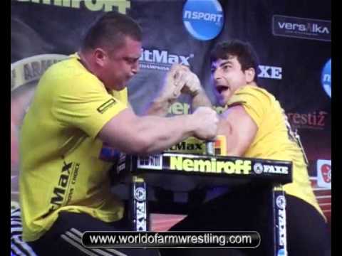 Andrey Pushkar vs. Genadi Kvikvinia - Left Open - Nemiroff 2010 - World of Armwrestling.com