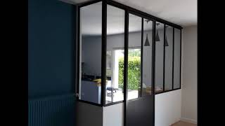 Verrière en acier, menuiserie acier d intérieur sur mesure,porte verrière coulissante avec fenêtre