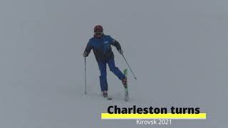 Charleston turns skiing. Kirovsk, Khibiny. Повороты Чарльстон. Кировск, Хибины. 2021