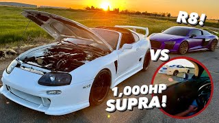 BIG TURBO 1,000HP TOYOTA SUPRA VS 2023 AUDI R8!!!