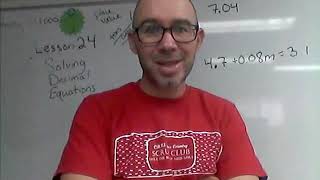 Algebra 1 Lesson 24- Solving Decimal Equations