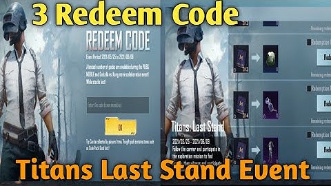 NEW REDEEM CODE IN PUBG MOBILE TITANS LAST STAND MODE NEW EVENT MODE IN BATTLEGROUNDS MOBILE INDIA